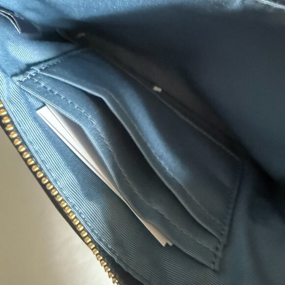 cz452 Coach Corner Zip Wristlet Cherry Charm Signature Denim & Vachetta Leather - Picture 4 of 7